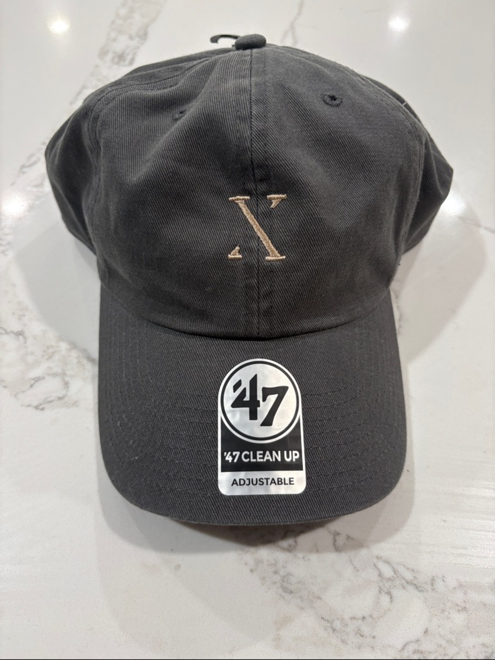 X Grey Cap with Beige Embroidered Logo (Brand New)